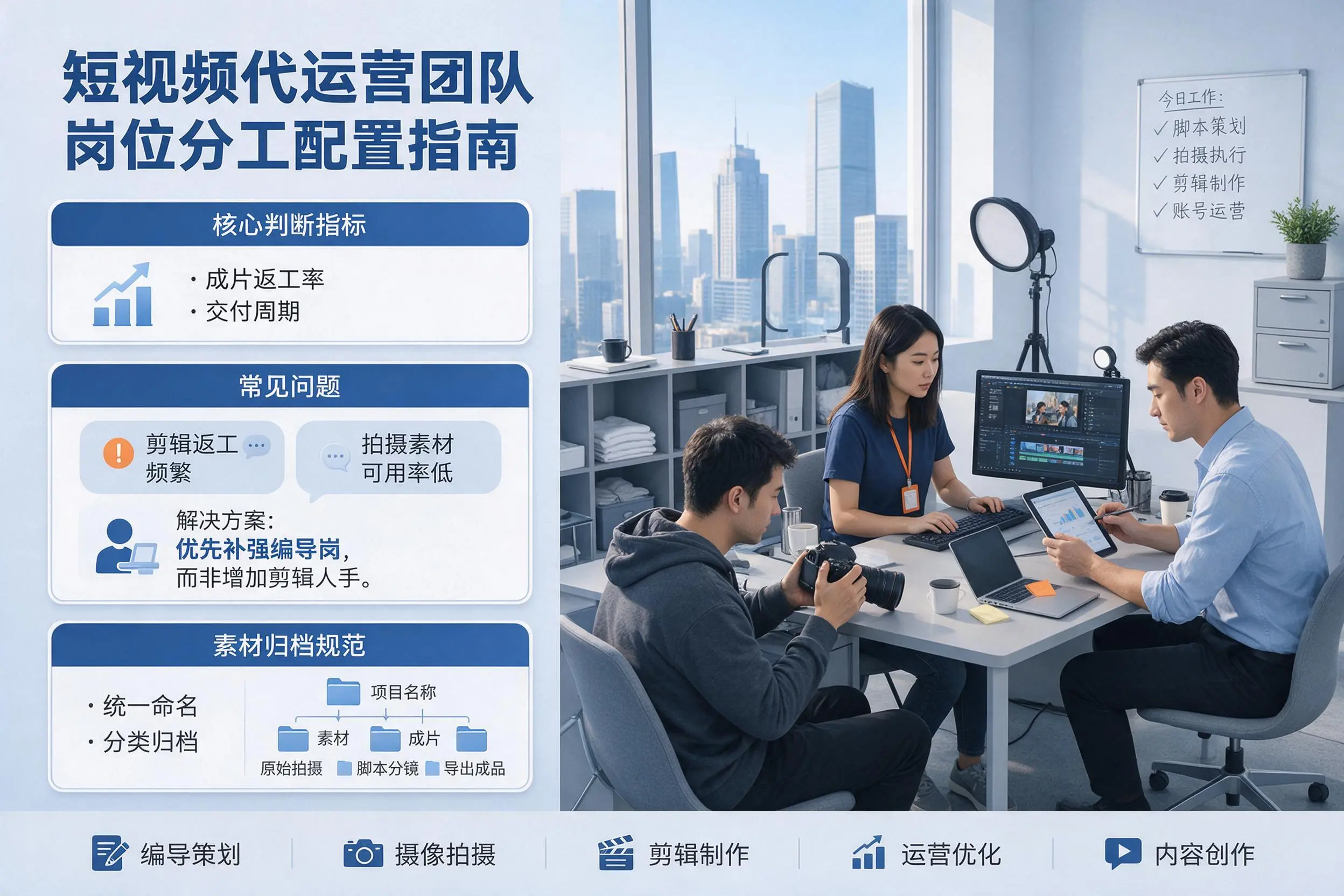 短视频代运营团队如何配置?营口企业岗位分工科普说明