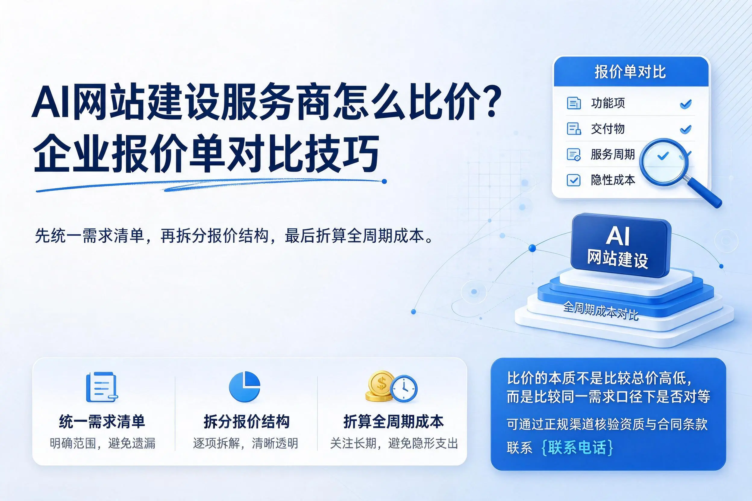 AI网站建设服务商怎么比价?营口企业报价单对比技巧
