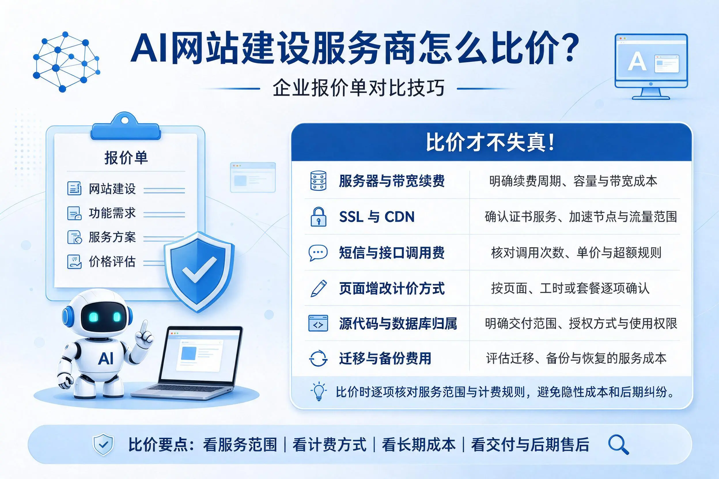 AI网站建设服务商怎么比价?营口企业报价单对比技巧
