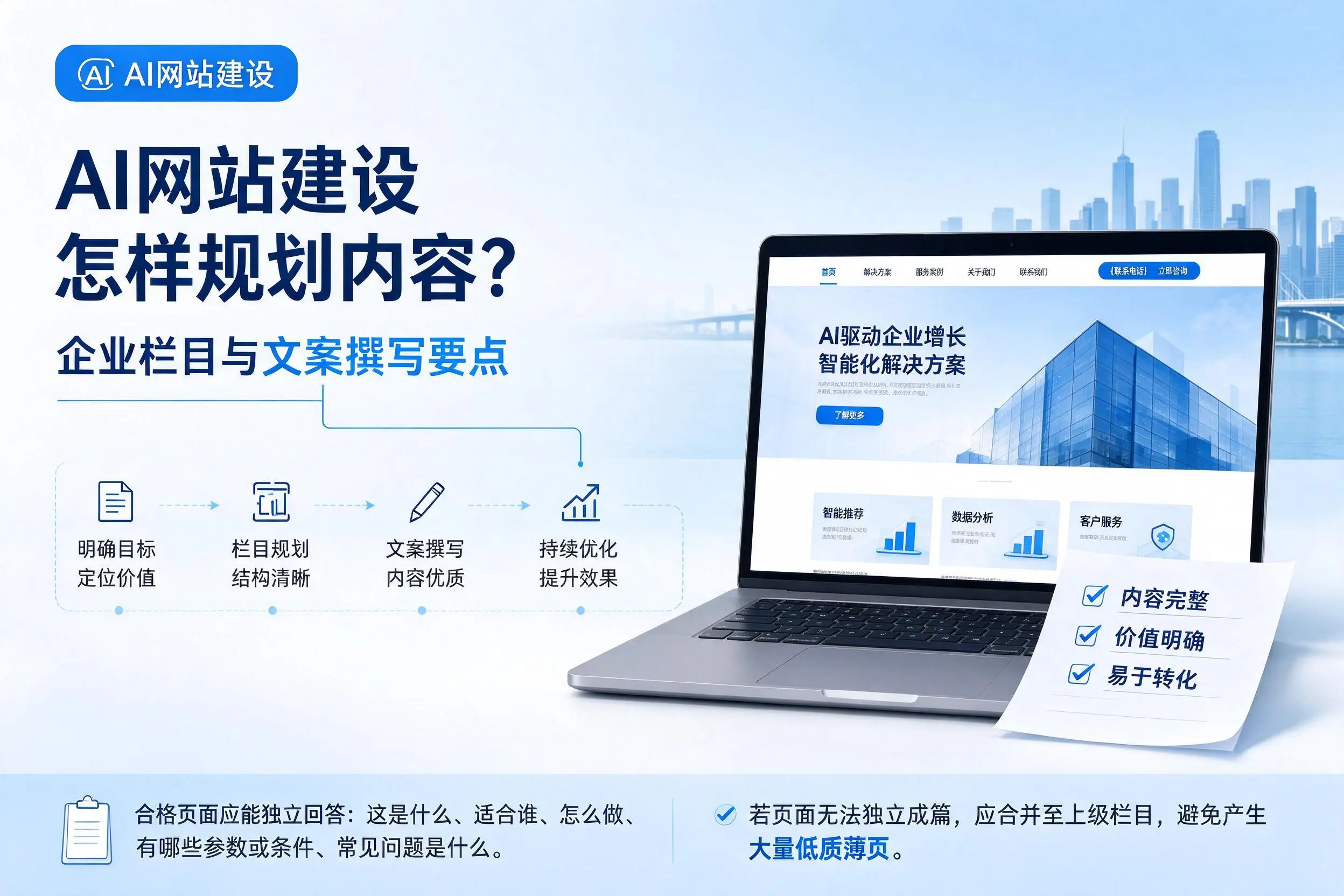 AI网站建设怎样规划内容？营口企业栏目与文案撰写要点