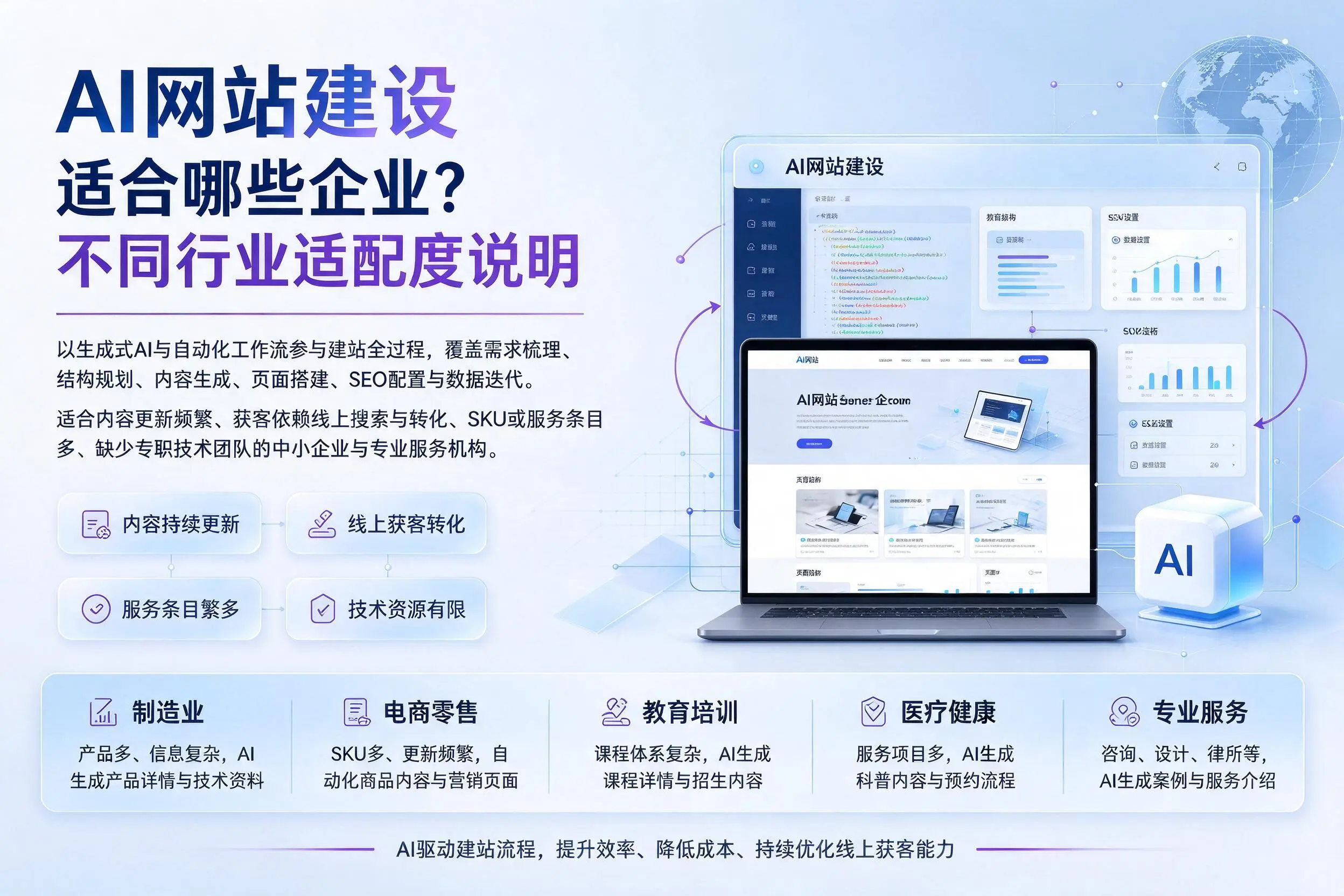 AI网站建设适合哪些企业?营口不同行业适配度说明
